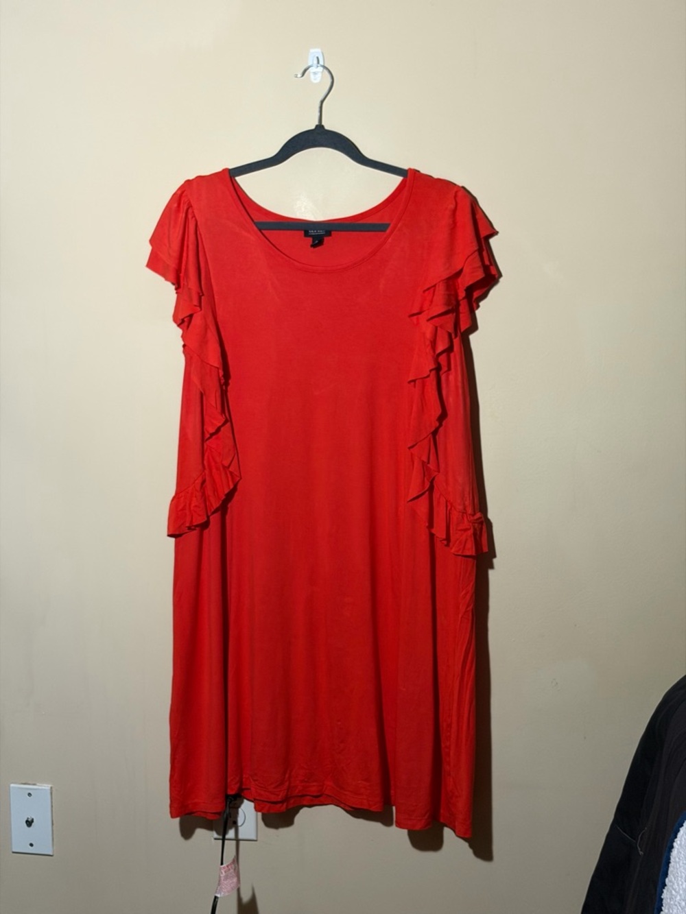 a.n.a Size XL Casual Red Ruffled Sleeve Midi Summer Dress